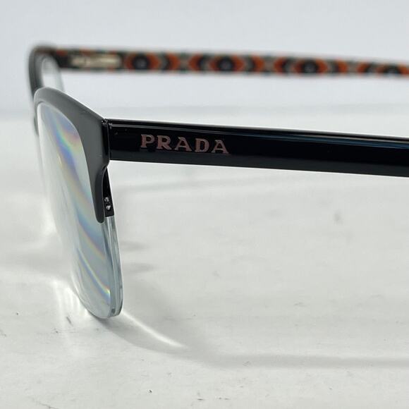 PRADA VPR 60P FAR-101 Black Half Jacket FRAMES ONLY  Orange Interior 54-17-140 - Picture 4 of 16